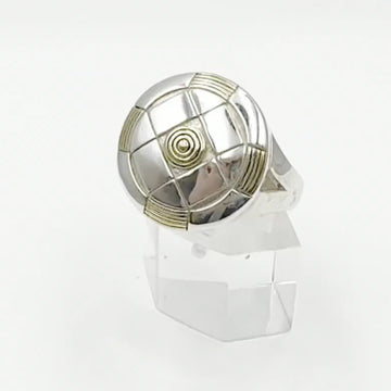Protection and Centralization Sterling Silver with 14K Gold Accent Ring by Sibylle Grummes MRI624